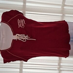 HARLEY DAVIDSON EUC sz L ribbed, lace-up scoop neck
